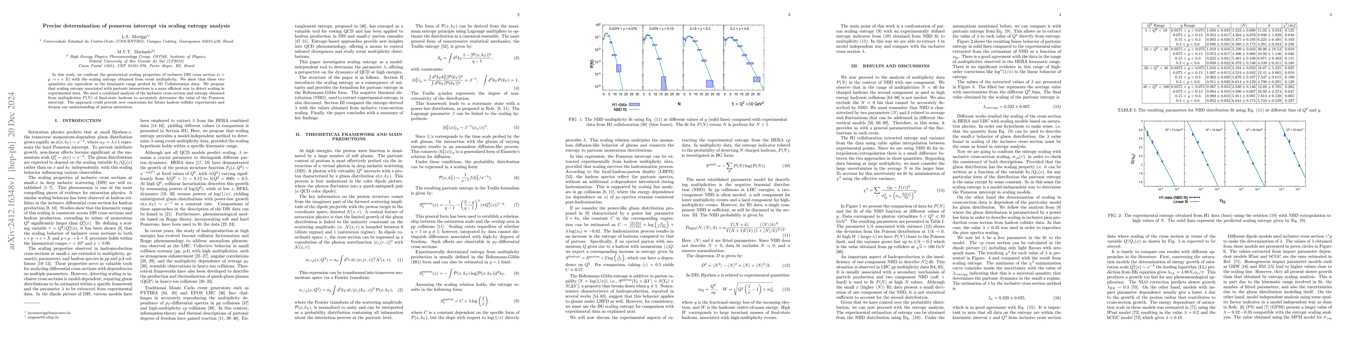 Thumbnail for Precise determination of pomeron intercept via scaling entropy analysis