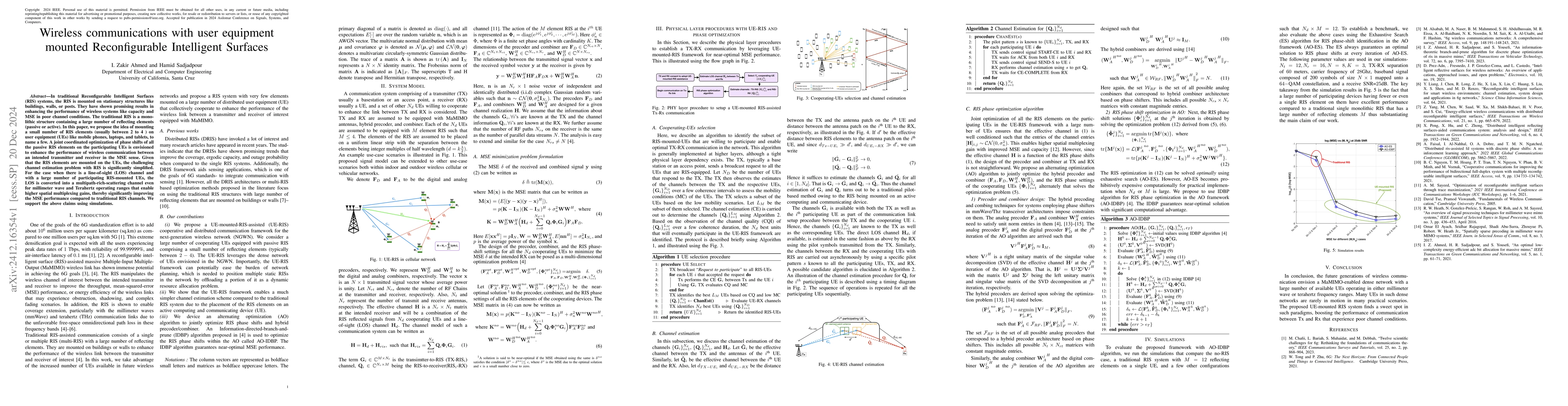 Thumbnail for Wireless communications with user equipment mounted Reconfigurable
  Intelligent Surfaces