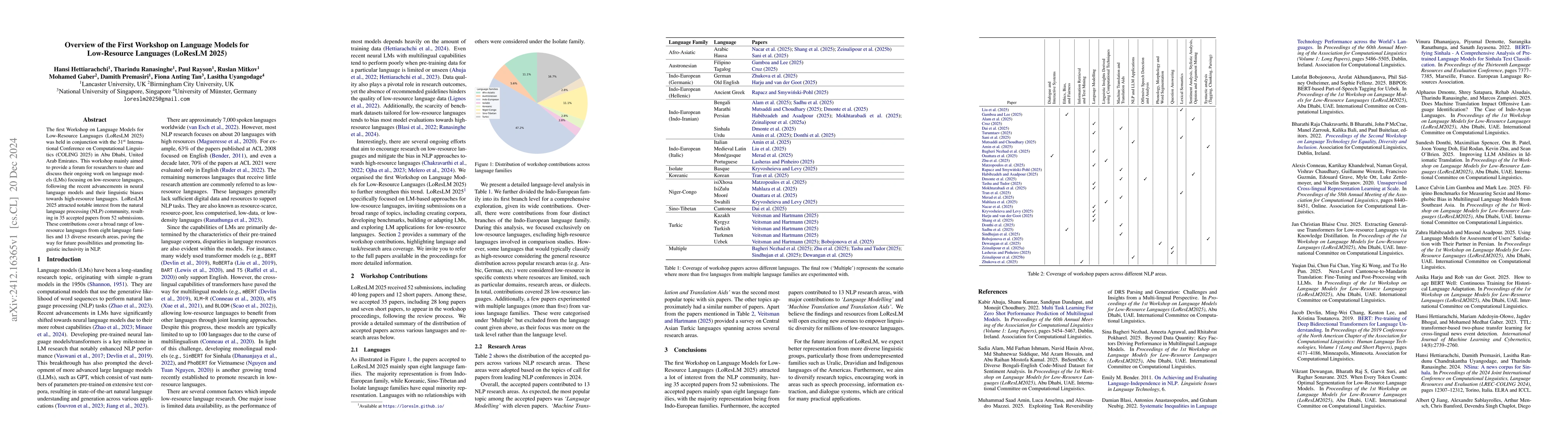 Thumbnail for Overview of the First Workshop on Language Models for Low-Resource
  Languages (LoResLM 2025)