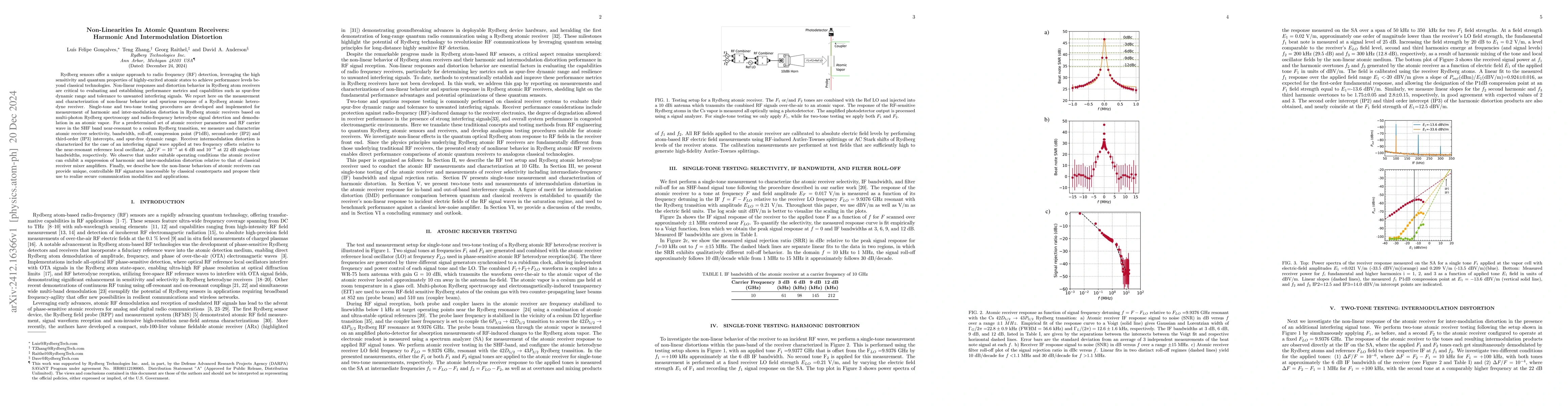 Thumbnail for Non-Linearities In Atomic Quantum Receivers: Harmonic And
  Intermodulation Distortion
