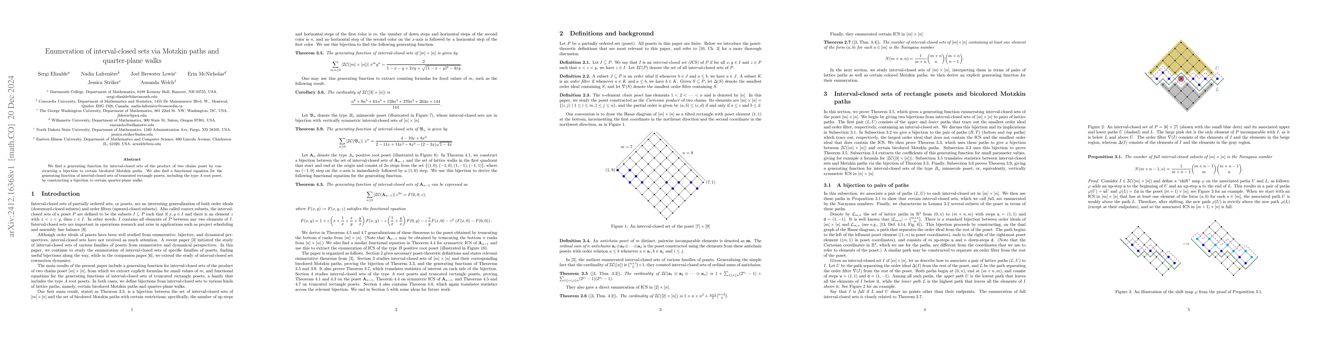 Thumbnail for Enumeration of interval-closed sets via Motzkin paths and quarter-plane
  walks