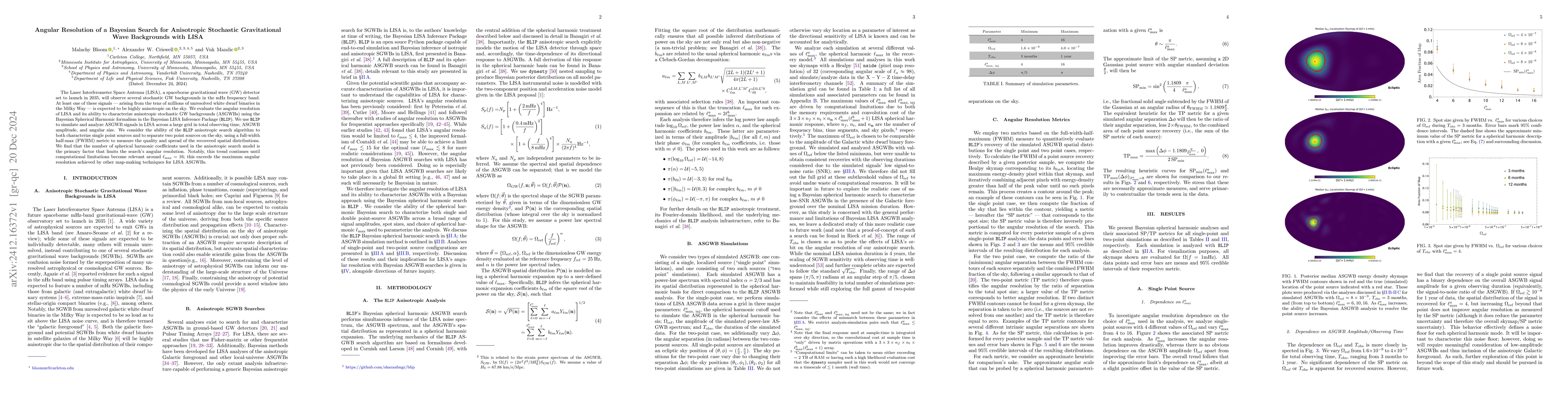 Thumbnail for Angular Resolution of a Bayesian Search for Anisotropic Stochastic
  Gravitational Wave Backgrounds with LISA