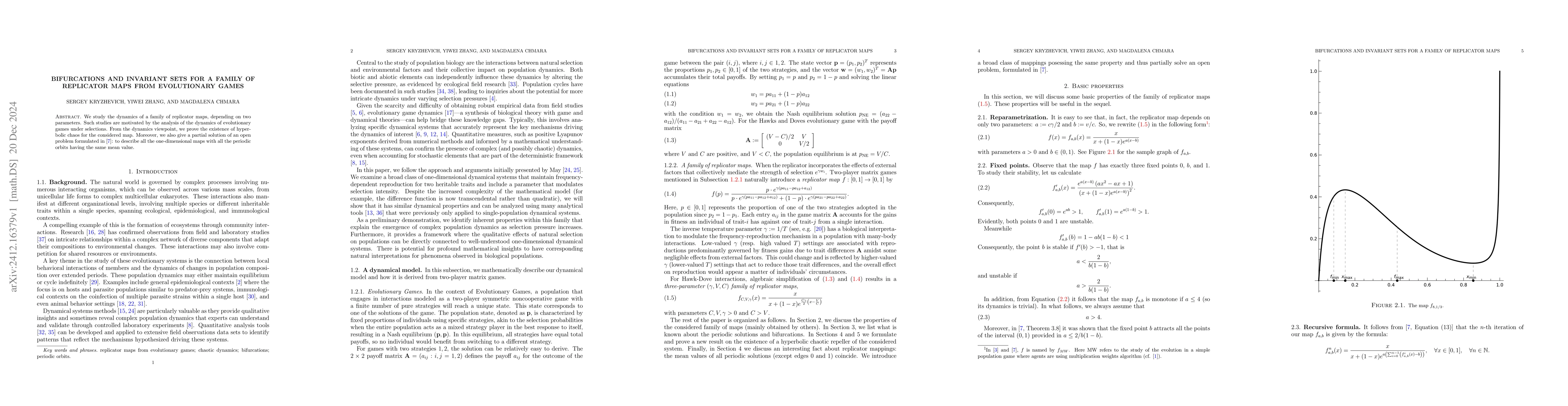 Thumbnail for Bifurcations and invariant sets for a family of replicator maps from
  evolutionary games