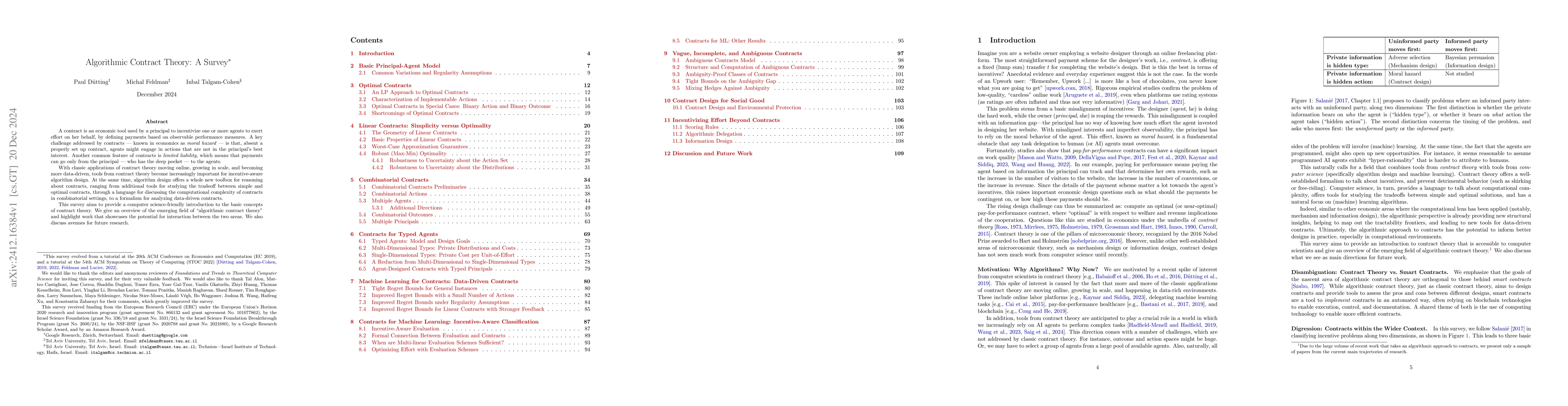 Thumbnail for Algorithmic Contract Theory: A Survey