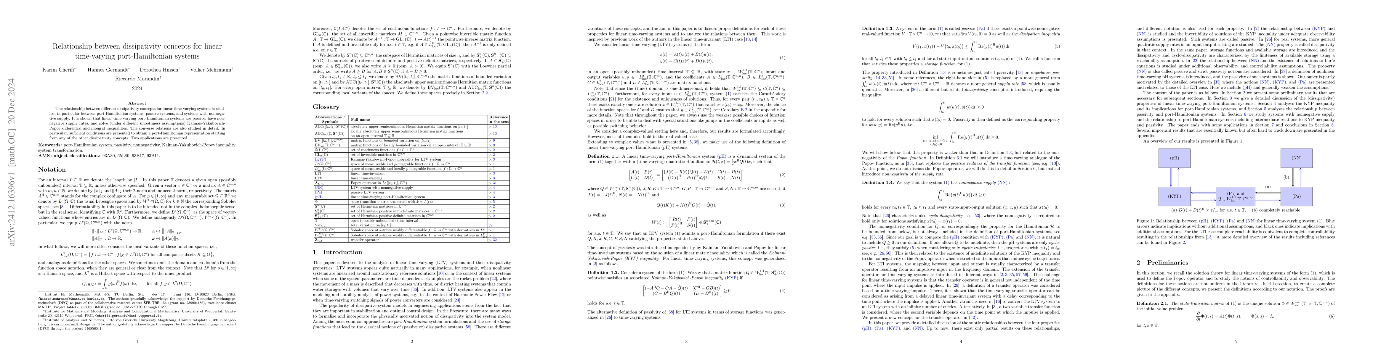 Thumbnail for Relationship between dissipativity concepts for linear time-varying
  port-Hamiltonian systems
