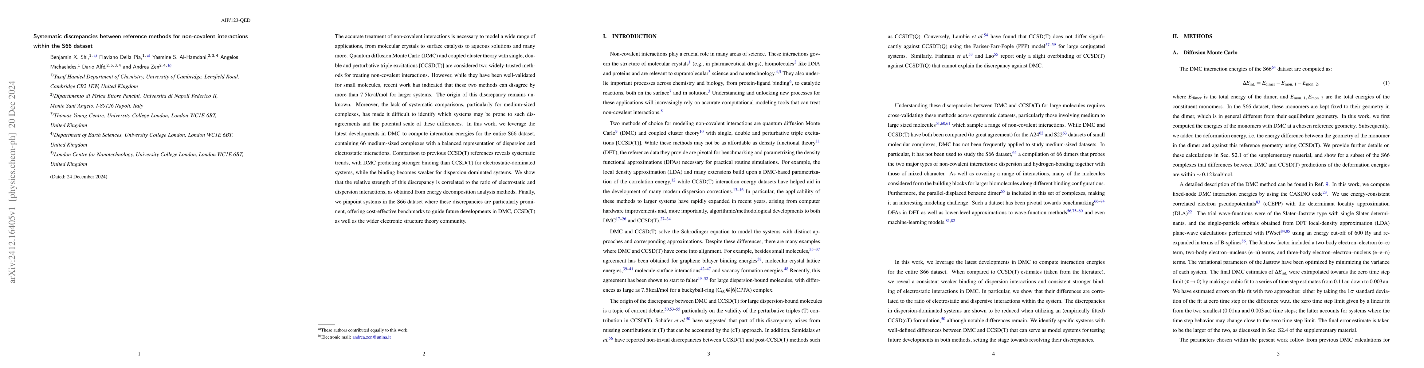 Thumbnail for Systematic discrepancies between reference methods for non-covalent
  interactions within the S66 dataset