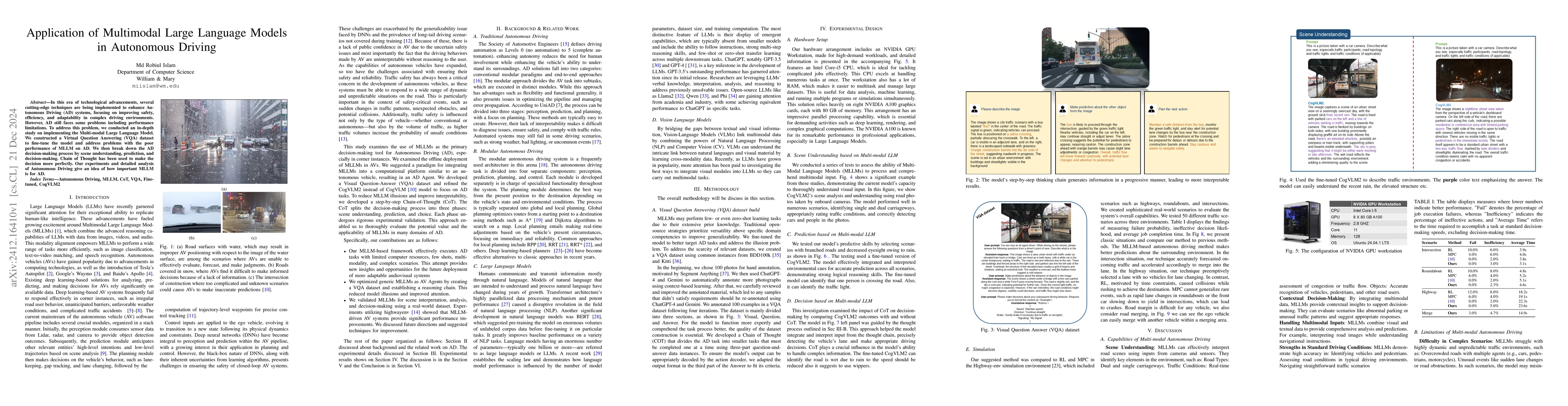 Thumbnail for Application of Multimodal Large Language Models in Autonomous Driving