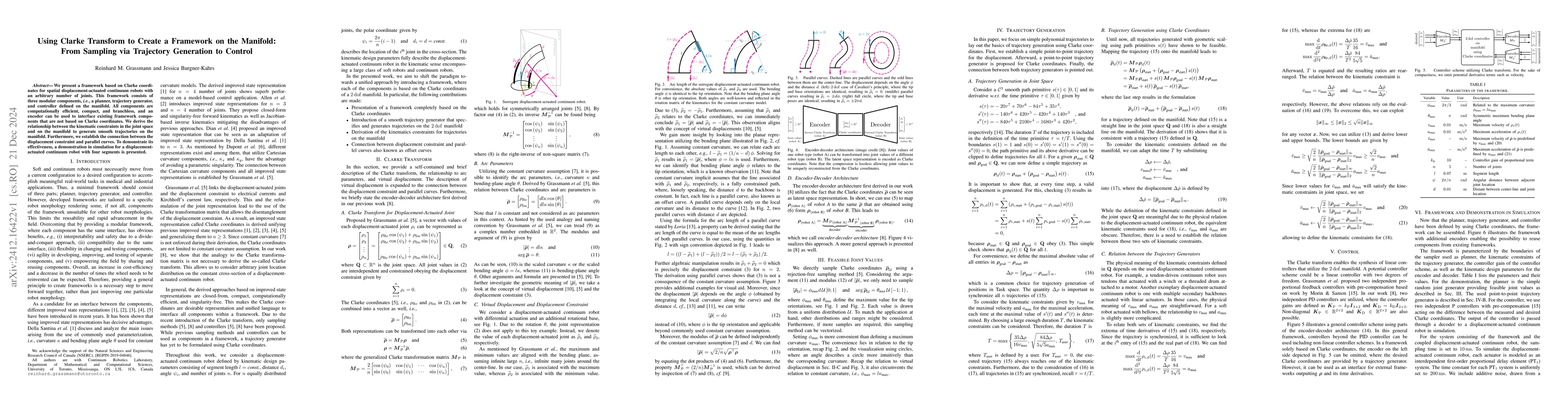 Thumbnail for Using Clarke Transform to Create a Framework on the Manifold: From
  Sampling via Trajectory Generation to Control