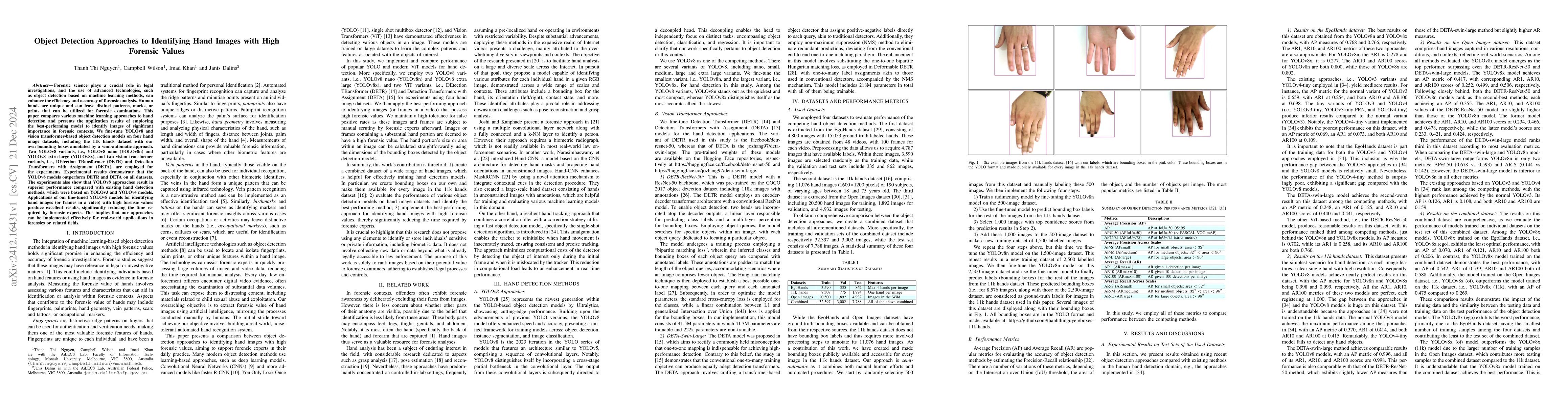 Thumbnail for Object Detection Approaches to Identifying Hand Images with High
  Forensic Values