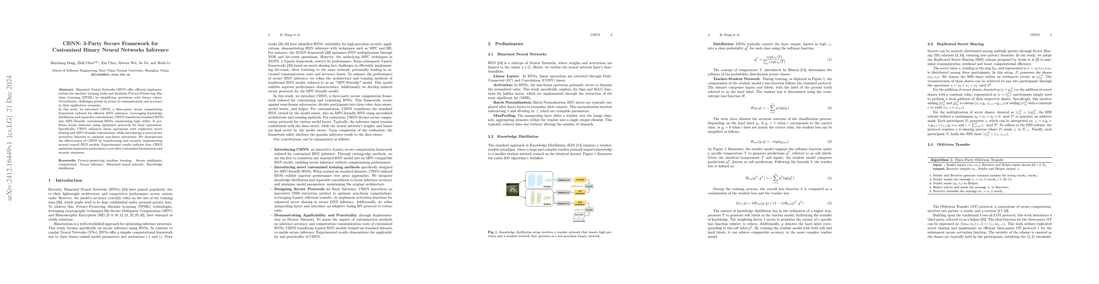 Thumbnail for CBNN: 3-Party Secure Framework for Customized Binary Neural Networks
  Inference