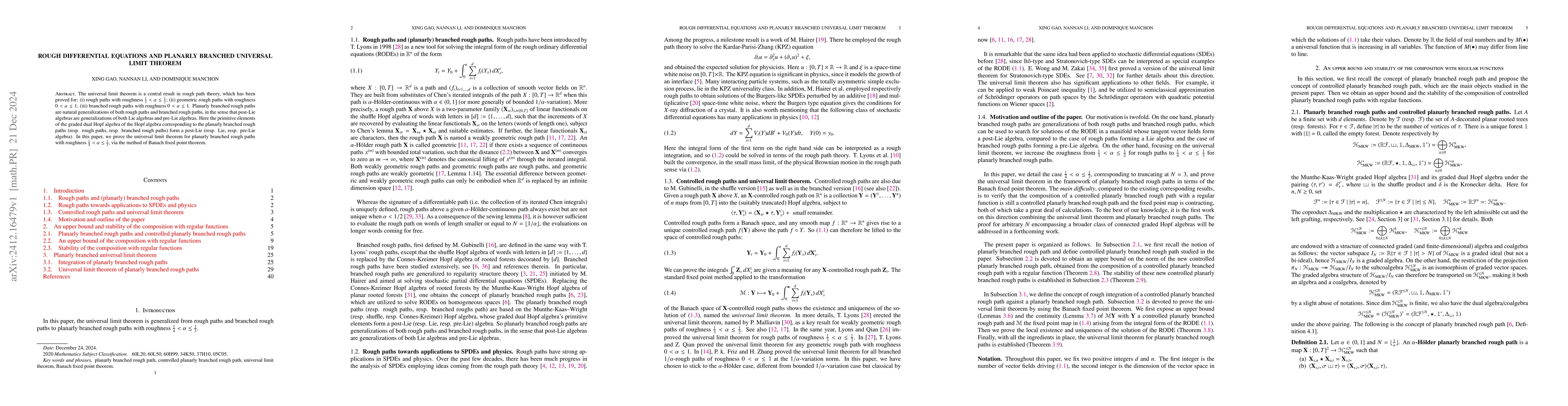 Thumbnail for Rough differential equations and planarly branched universal limit
  theorem