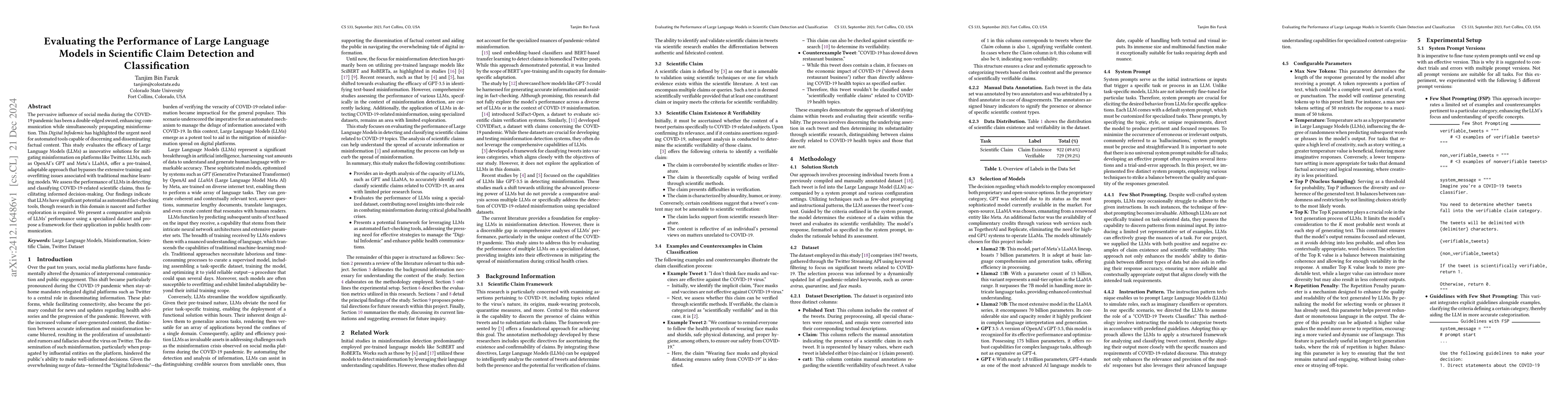 Thumbnail for Evaluating the Performance of Large Language Models in Scientific Claim
  Detection and Classification