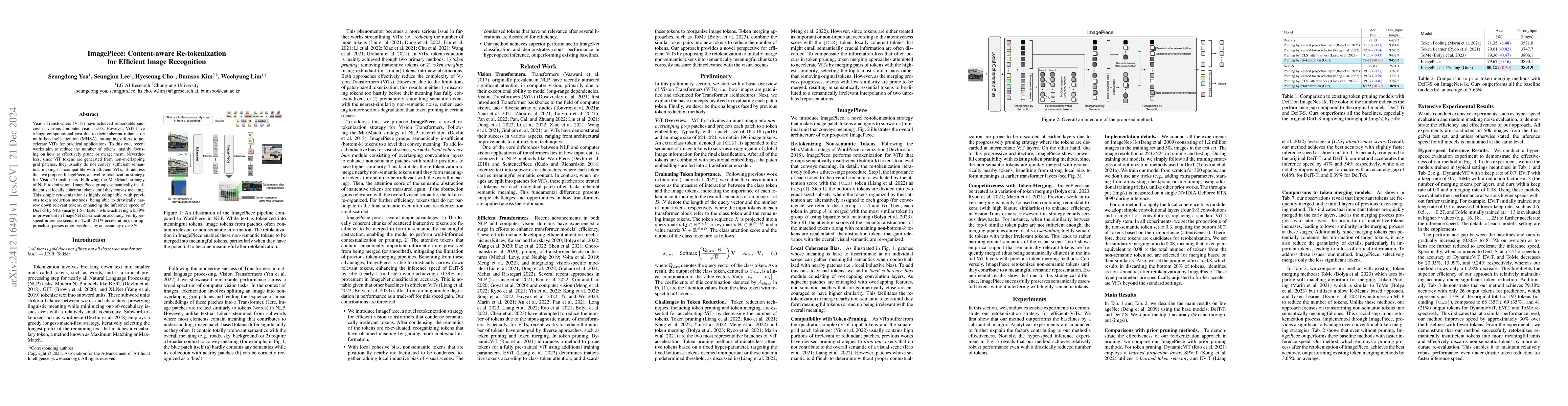 Thumbnail for ImagePiece: Content-aware Re-tokenization for Efficient Image
  Recognition