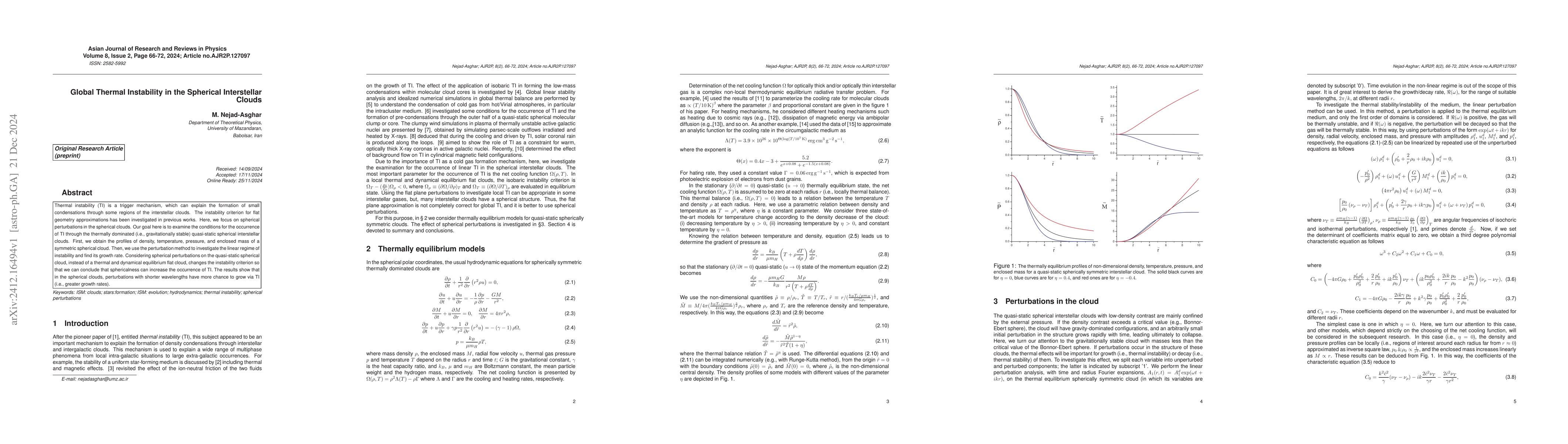 Thumbnail for Global Thermal Instability in the Spherical Interstellar Clouds