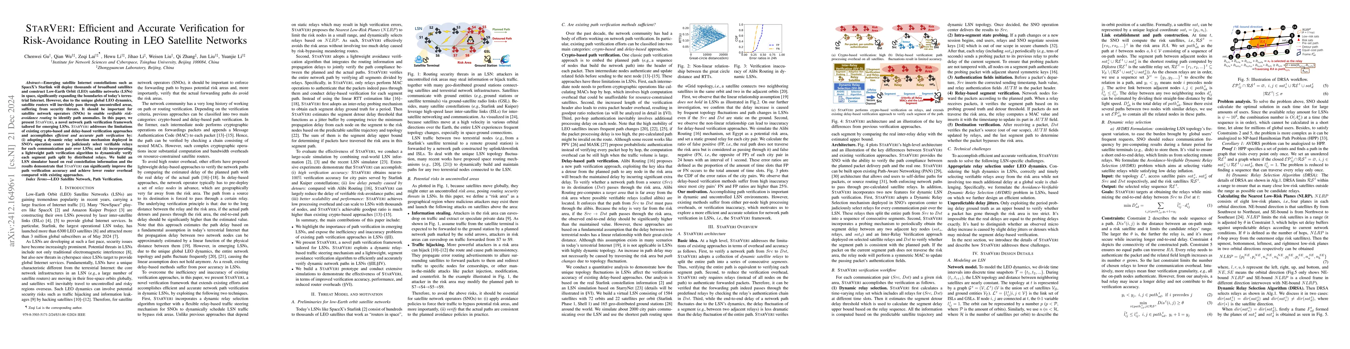 Thumbnail for STARVERI: Efficient and Accurate Verification for Risk-Avoidance Routing
  in LEO Satellite Networks
