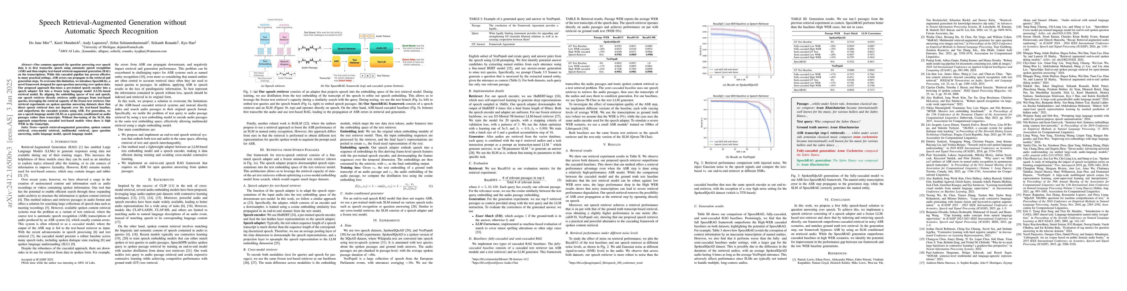 Thumbnail for Speech Retrieval-Augmented Generation without Automatic Speech
  Recognition