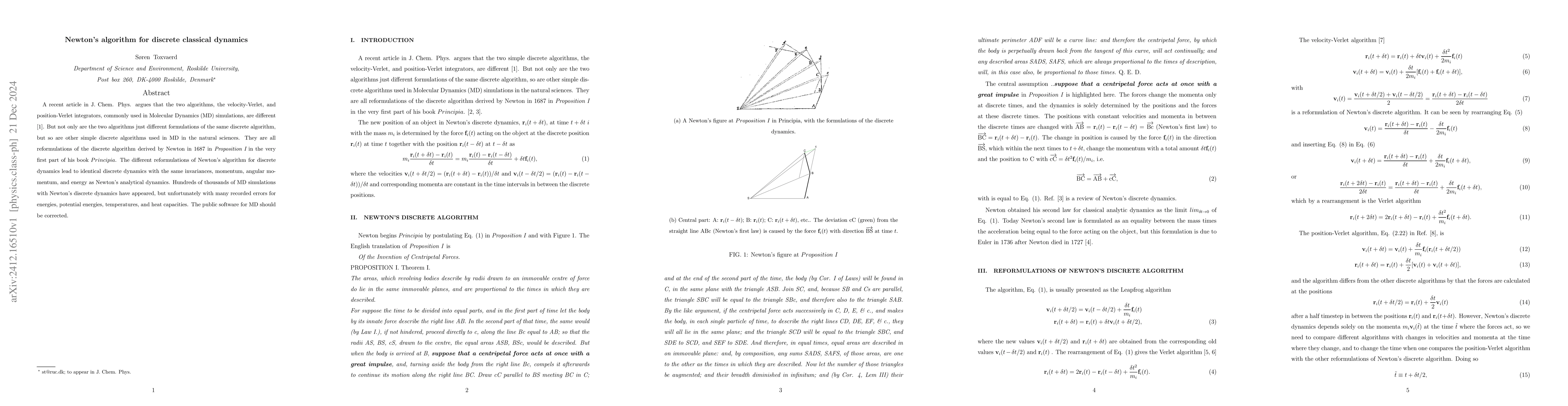 Thumbnail for Newton's algorithm for discrete classical dynamics