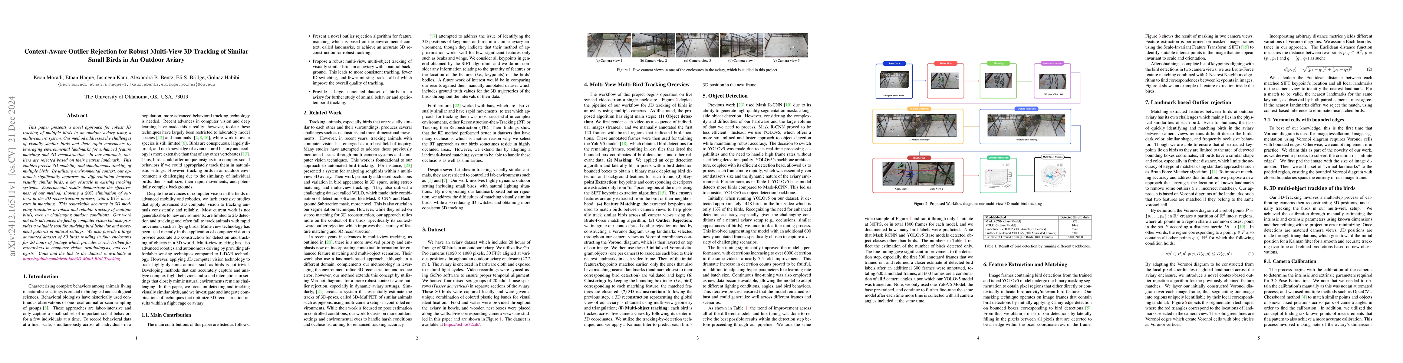 Thumbnail for Context-Aware Outlier Rejection for Robust Multi-View 3D Tracking of
  Similar Small Birds in An Outdoor Aviary