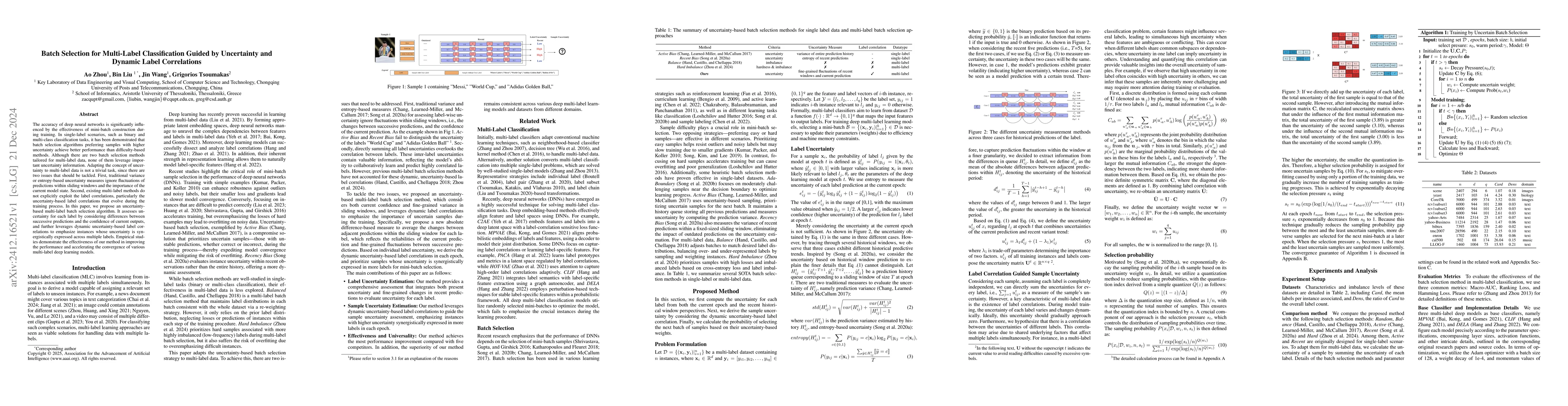 Thumbnail for Batch Selection for Multi-Label Classification Guided by Uncertainty and
  Dynamic Label Correlations