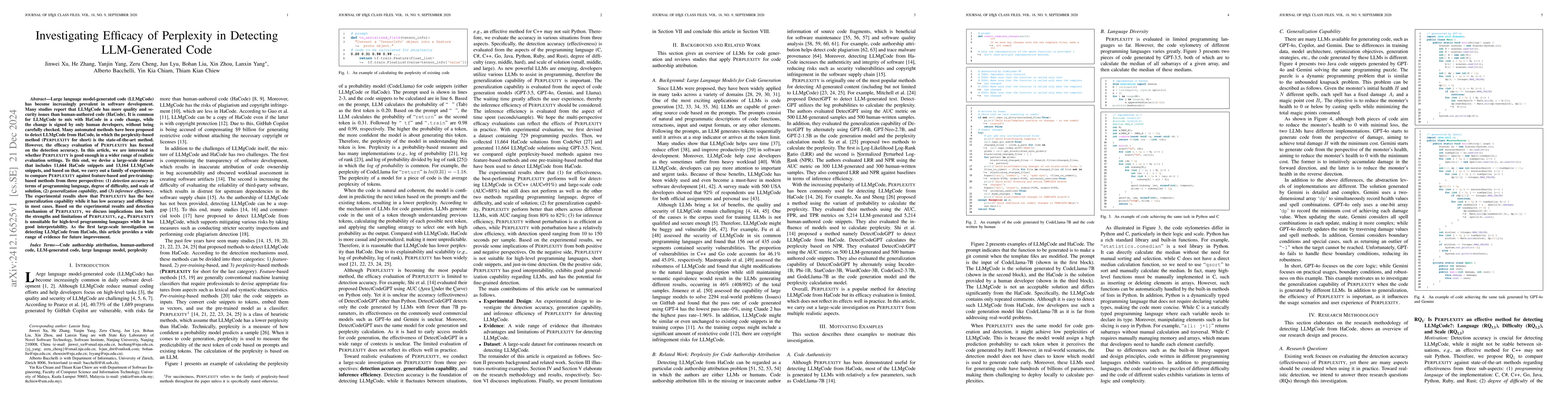 Thumbnail for Investigating Efficacy of Perplexity in Detecting LLM-Generated Code
