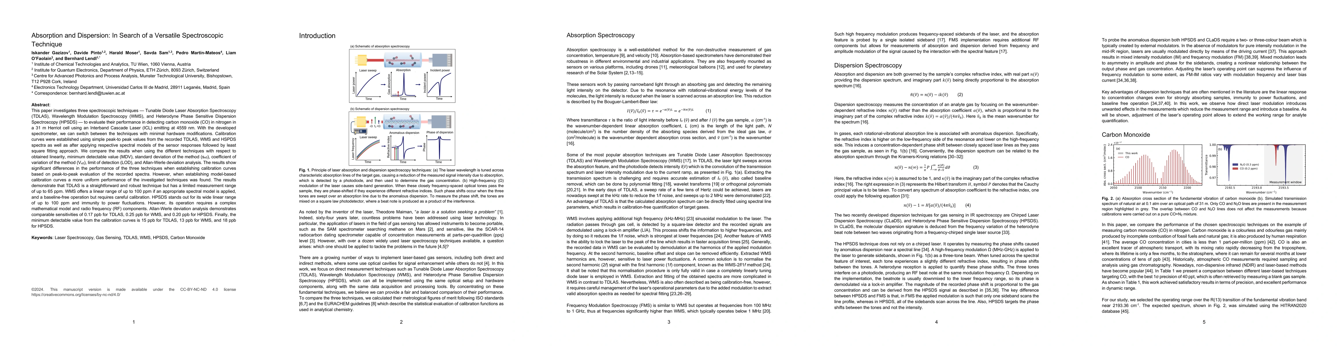 Thumbnail for Absorption and Dispersion: In Search of a Versatile Spectroscopic
  Technique