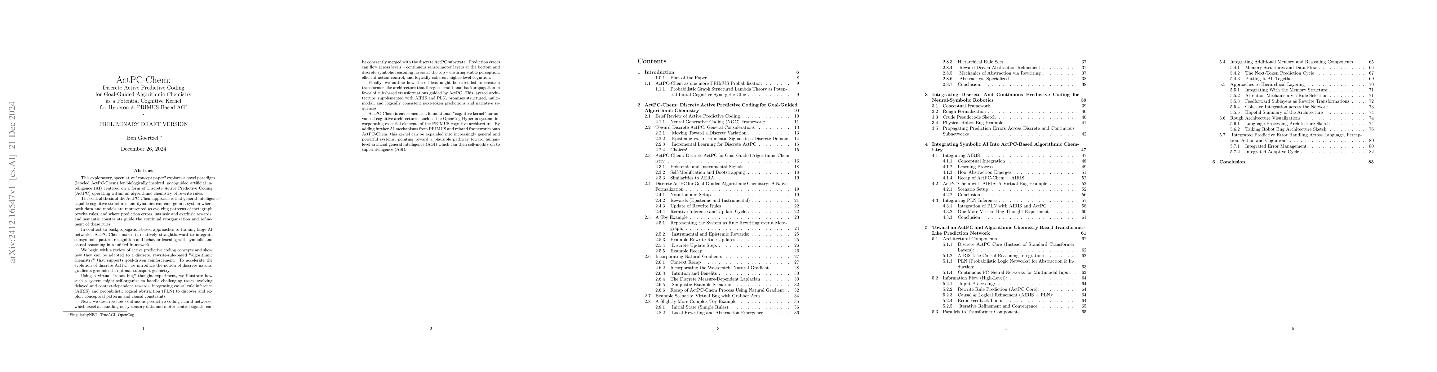 Thumbnail for ActPC-Chem: Discrete Active Predictive Coding for Goal-Guided
  Algorithmic Chemistry as a Potential Cognitive Kernel for Hyperon &
  PRIMUS-Based AGI