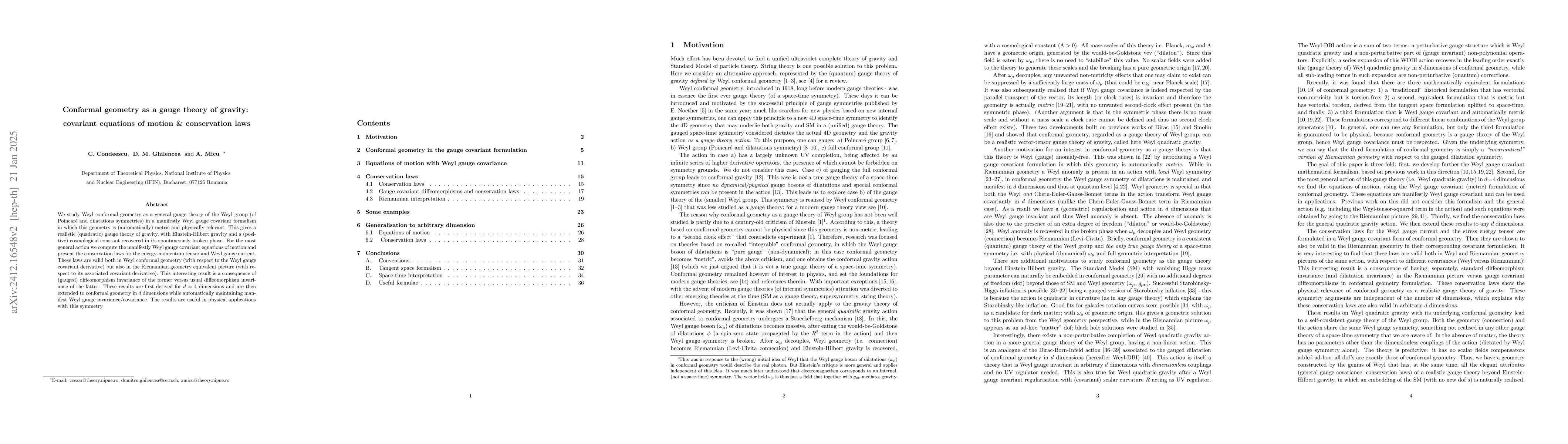 Thumbnail for Conformal geometry as a gauge theory of gravity: covariant equations of
  motion & conservation laws
