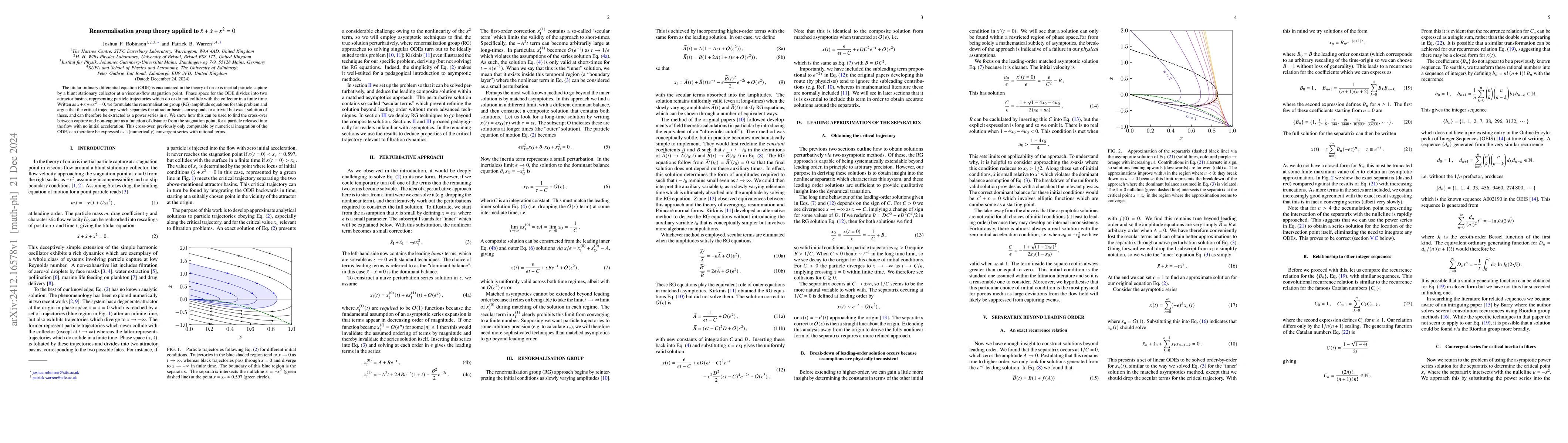 Thumbnail for Renormalisation group theory applied to $\ddot{x}+\dot{x}+x^2=0$