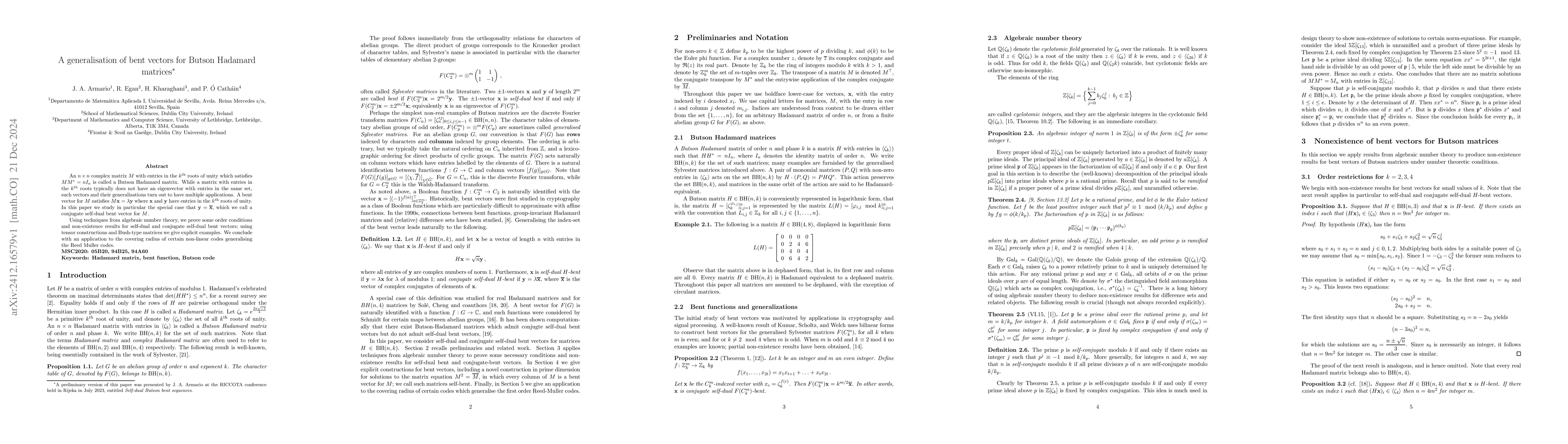 Thumbnail for A generalisation of bent vectors for Butson Hadamard matrices