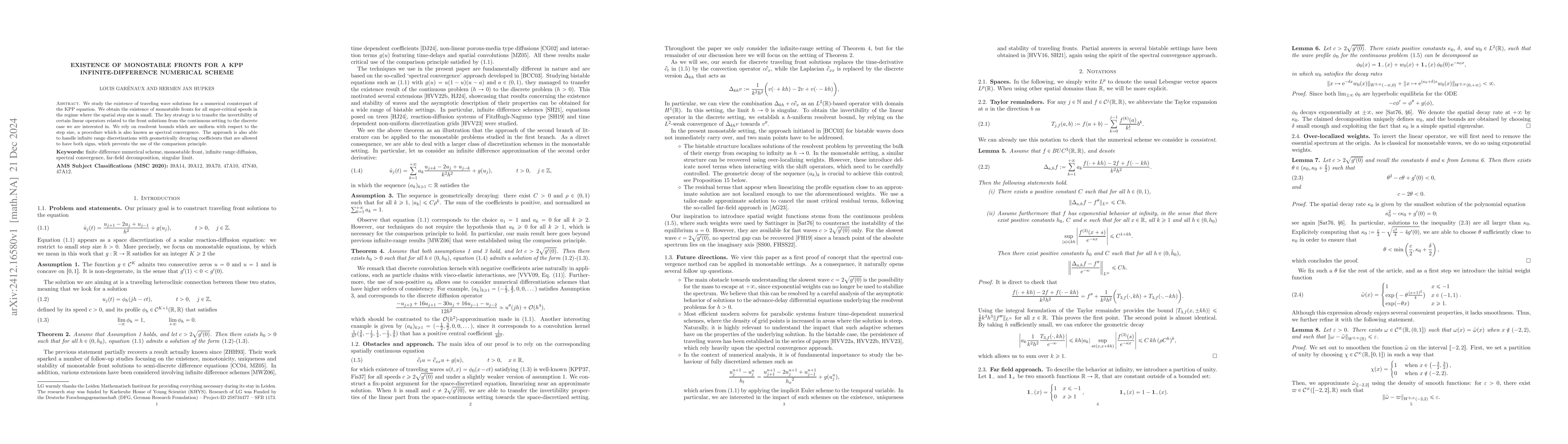 Thumbnail for Existence of monostable fronts for a KPP infinite-difference numerical
  scheme