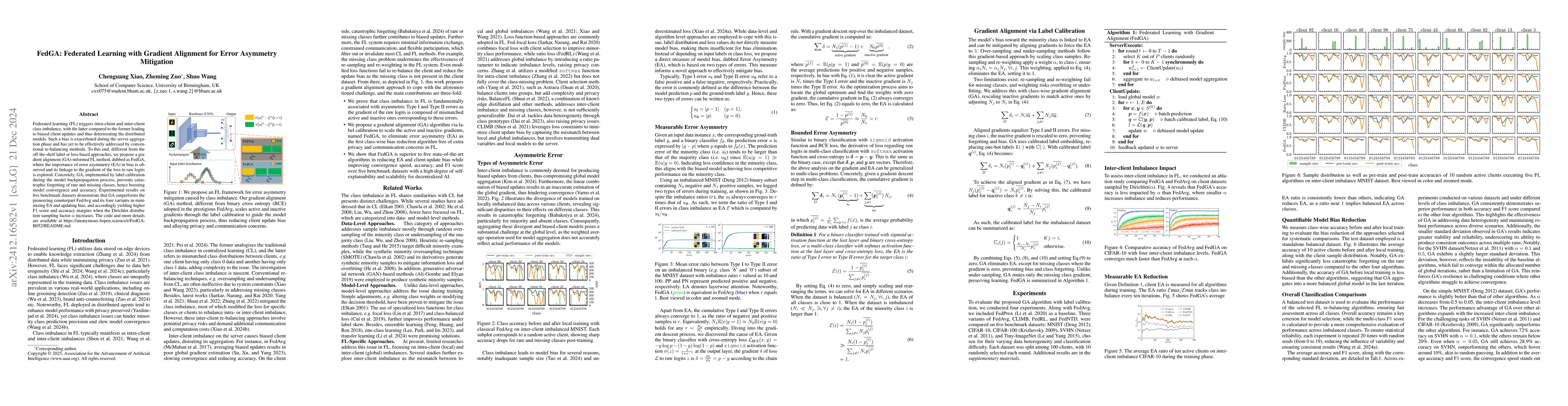 Thumbnail for FedGA: Federated Learning with Gradient Alignment for Error Asymmetry
  Mitigation