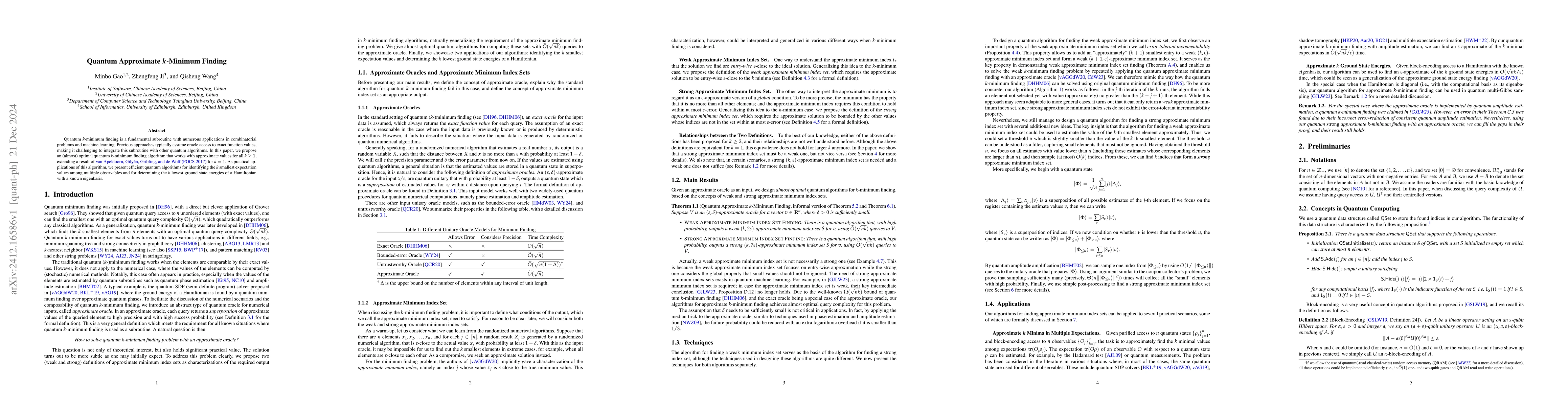 Thumbnail for Quantum Approximate $k$-Minimum Finding