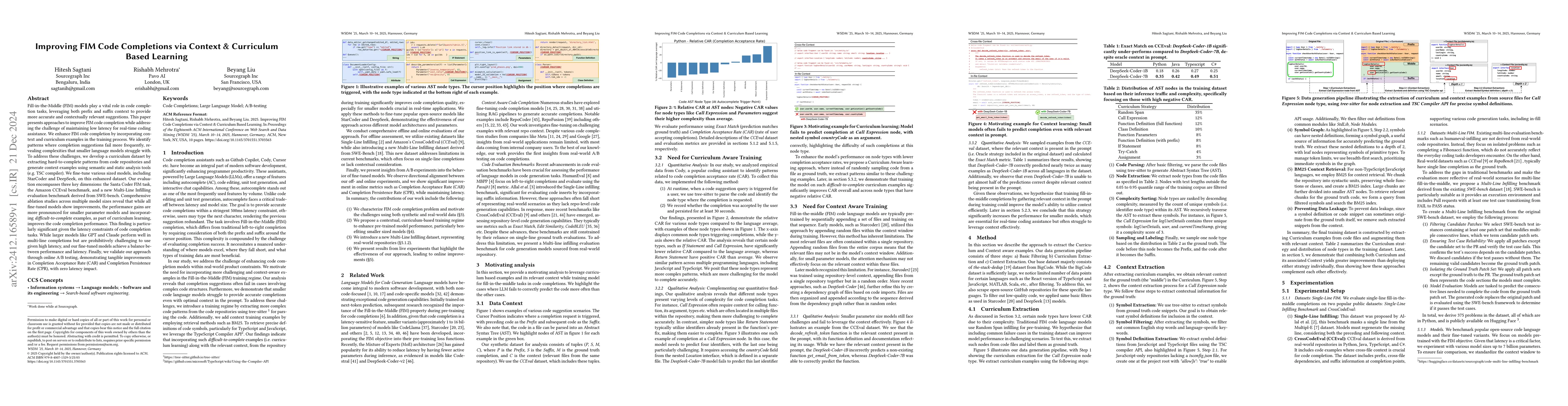 Thumbnail for Improving FIM Code Completions via Context & Curriculum Based Learning