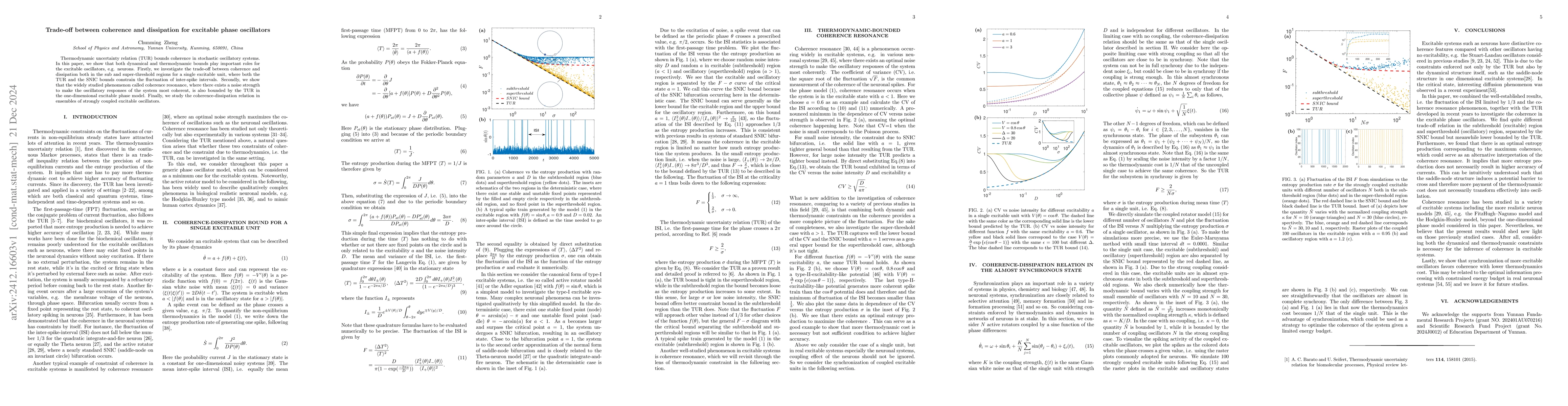 Thumbnail for Trade-off between coherence and dissipation for excitable phase
  oscillators