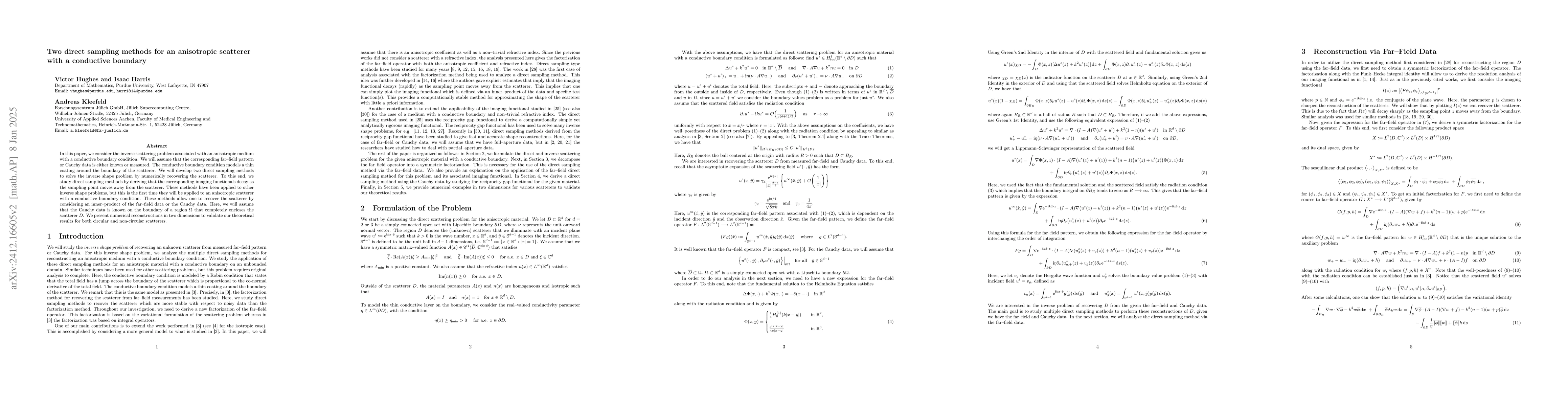 Thumbnail for Analysis of two direct sampling methods for an anisotropic scatterer
  with a conductive boundary