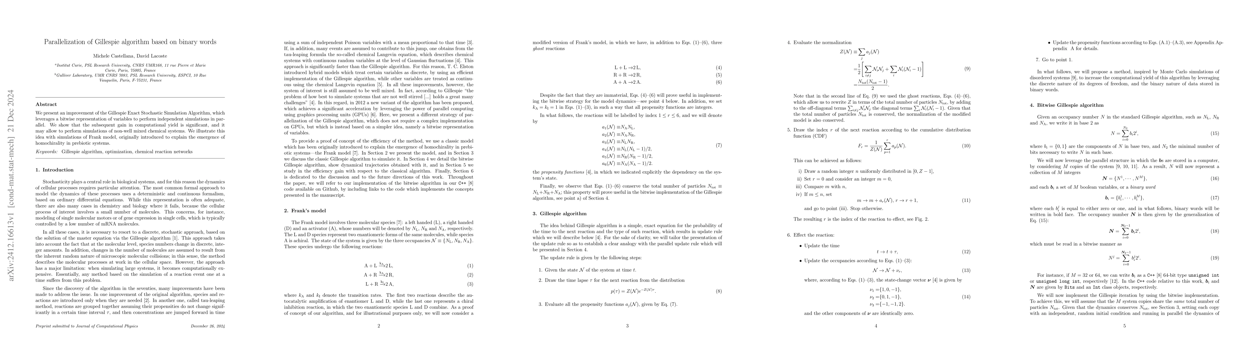 Thumbnail for Parallelization of Gillespie algorithm based on binary words