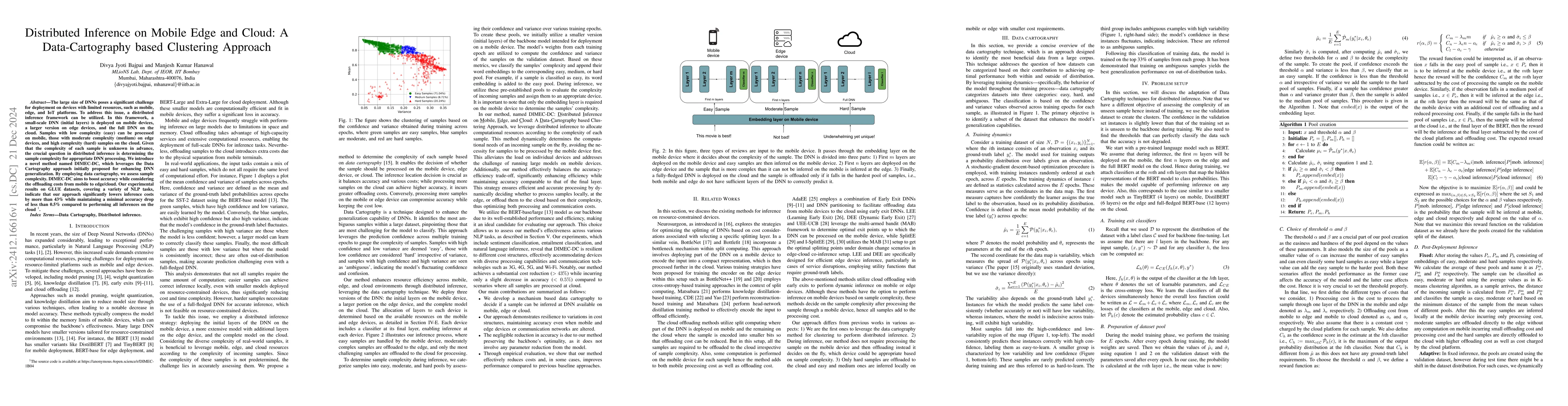 Thumbnail for Distributed Inference on Mobile Edge and Cloud: A Data-Cartography based
  Clustering Approach