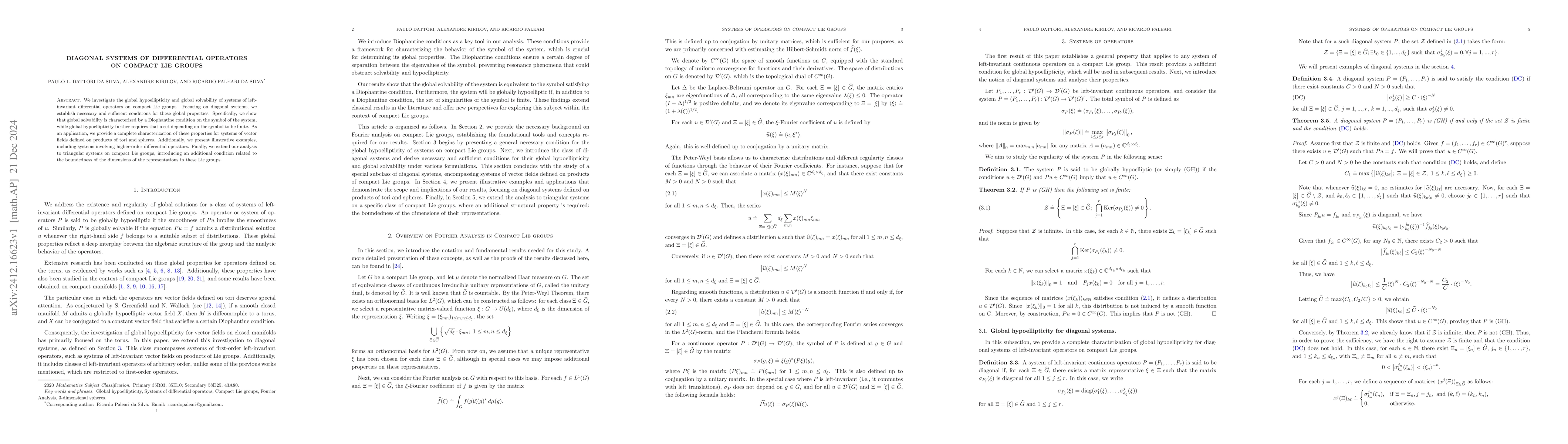 Thumbnail for Diagonal systems of differential operators on compact Lie groups