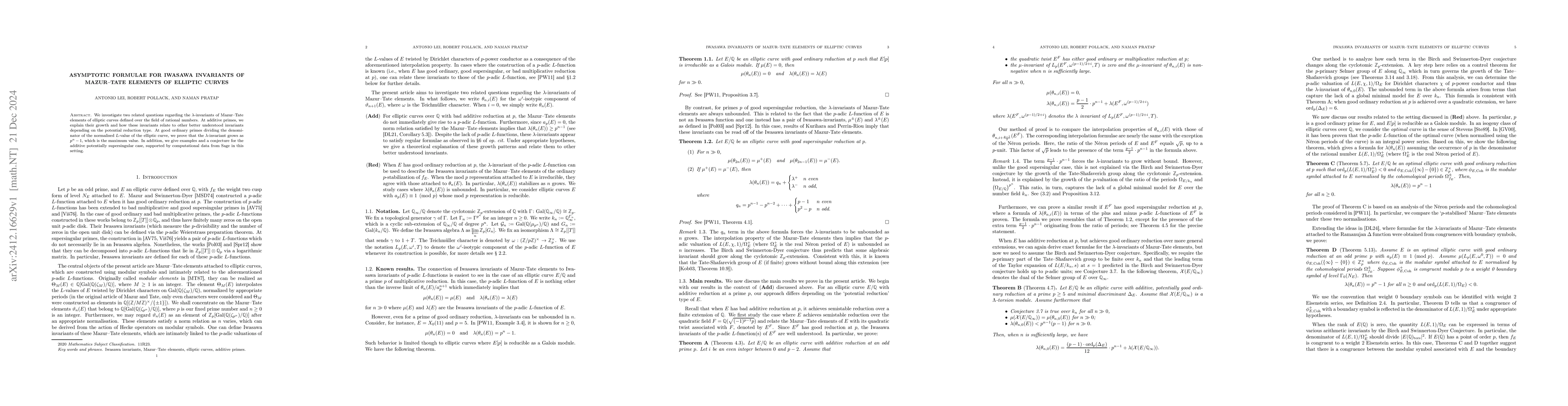 Thumbnail for Asymptotic formulae for Iwasawa Invariants of Mazur--Tate elements of
  elliptic curves