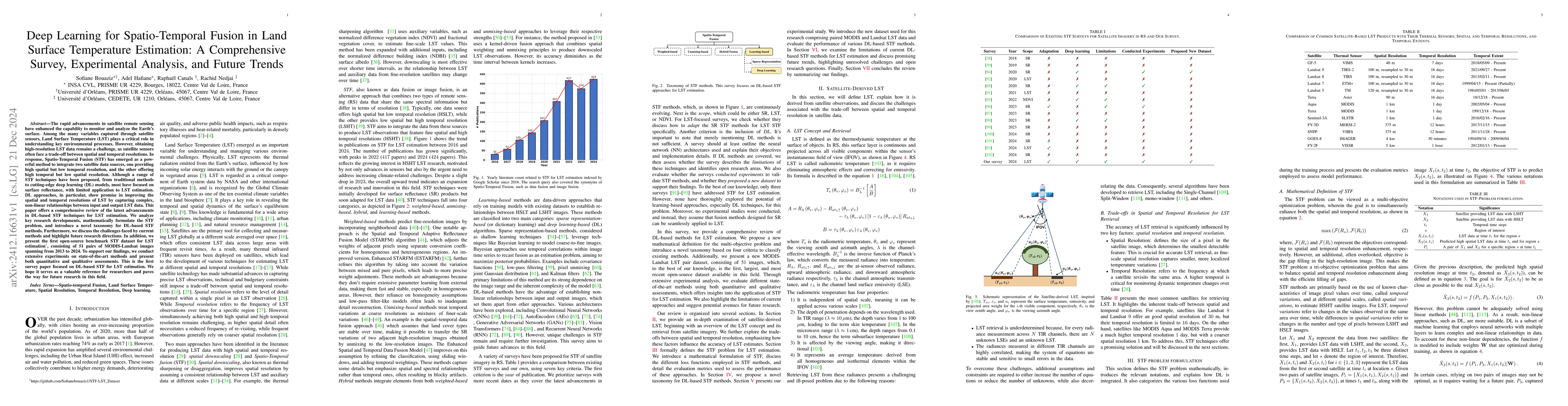 Thumbnail for Deep Learning for Spatio-Temporal Fusion in Land Surface Temperature
  Estimation: A Comprehensive Survey, Experimental Analysis, and Future Trends