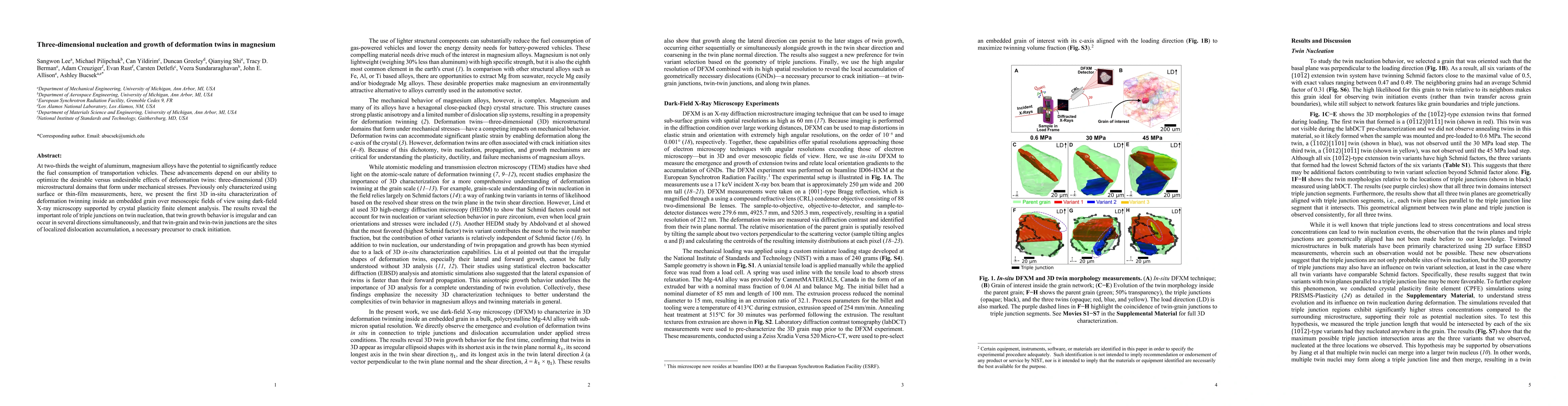 Thumbnail for Three-dimensional nucleation and growth of deformation twins in
  magnesium