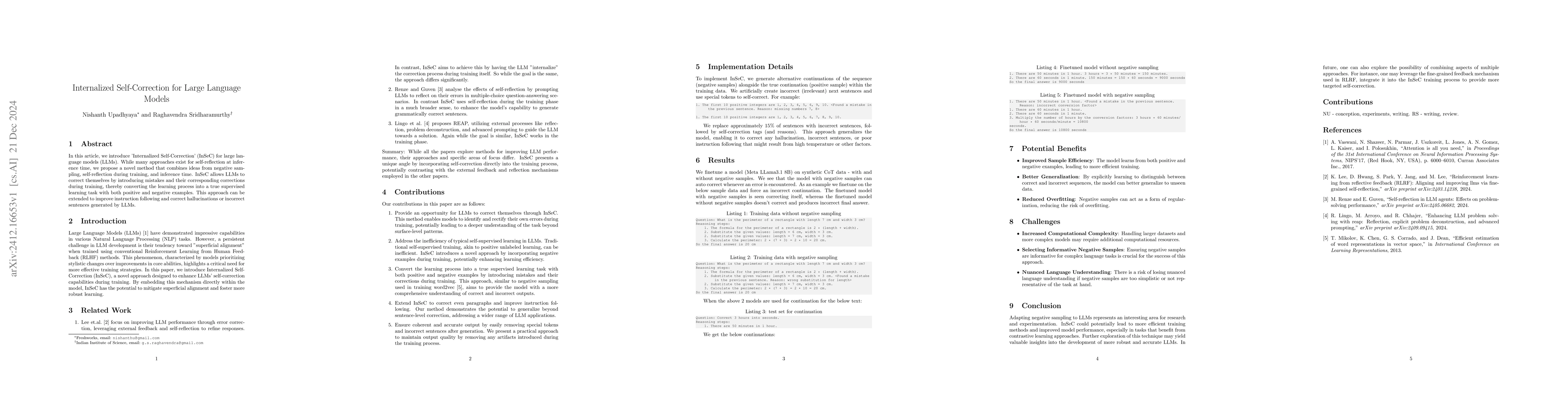 Thumbnail for Internalized Self-Correction for Large Language Models