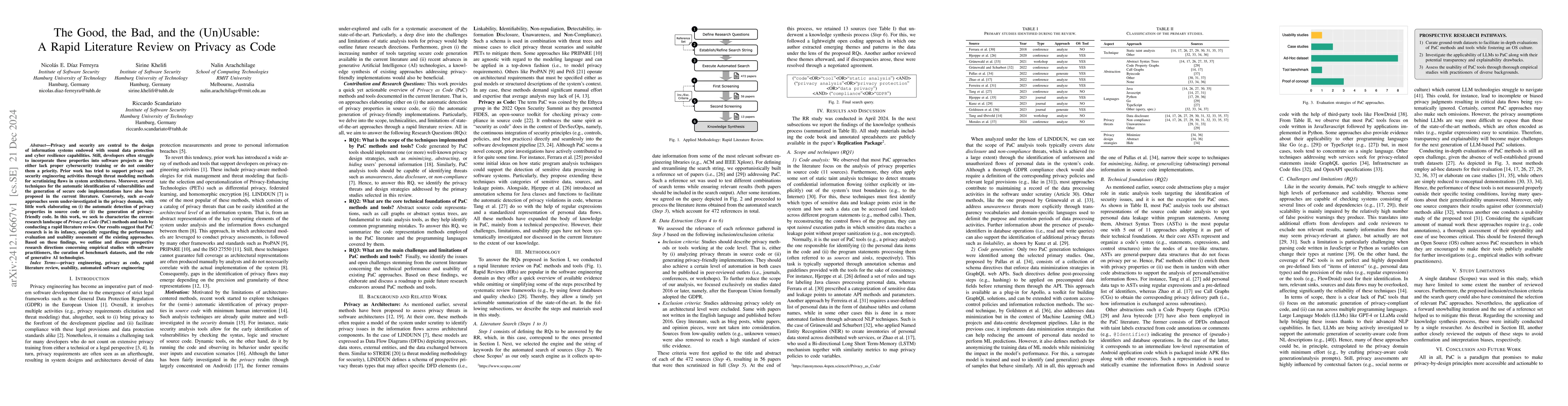 Thumbnail for The Good, the Bad, and the (Un)Usable: A Rapid Literature Review on
  Privacy as Code