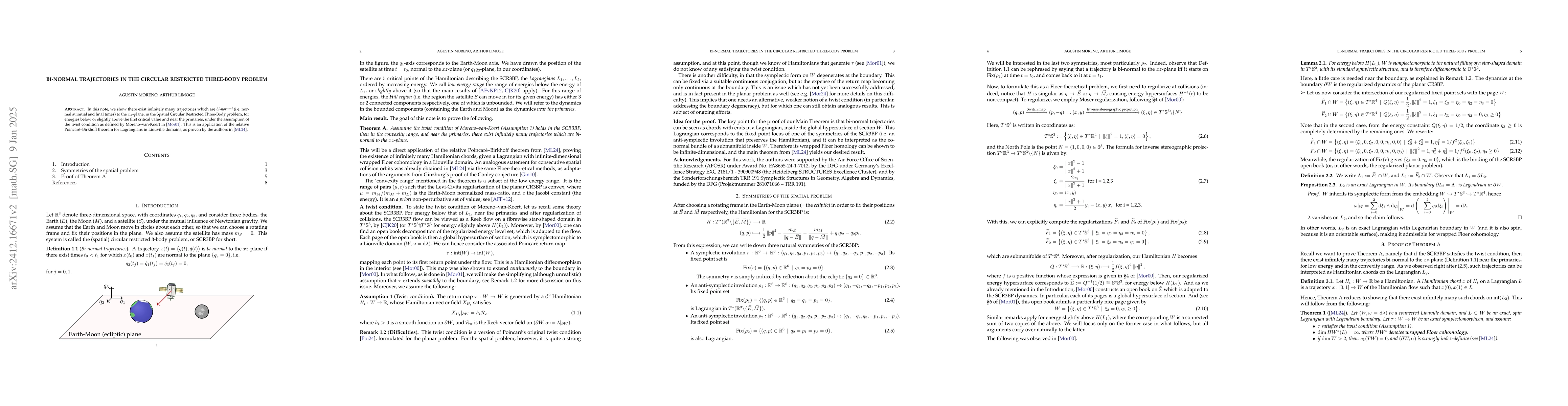 Thumbnail for Bi-normal trajectories in the Circular Restricted Three-Body Problem