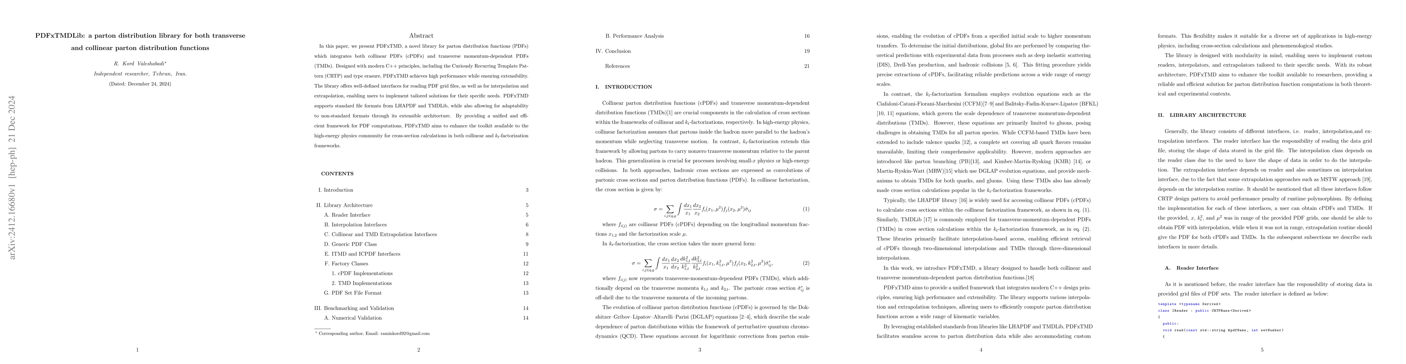 Thumbnail for PDFxTMDLib: a parton distribution library for both transverse and
  collinear parton distribution functions