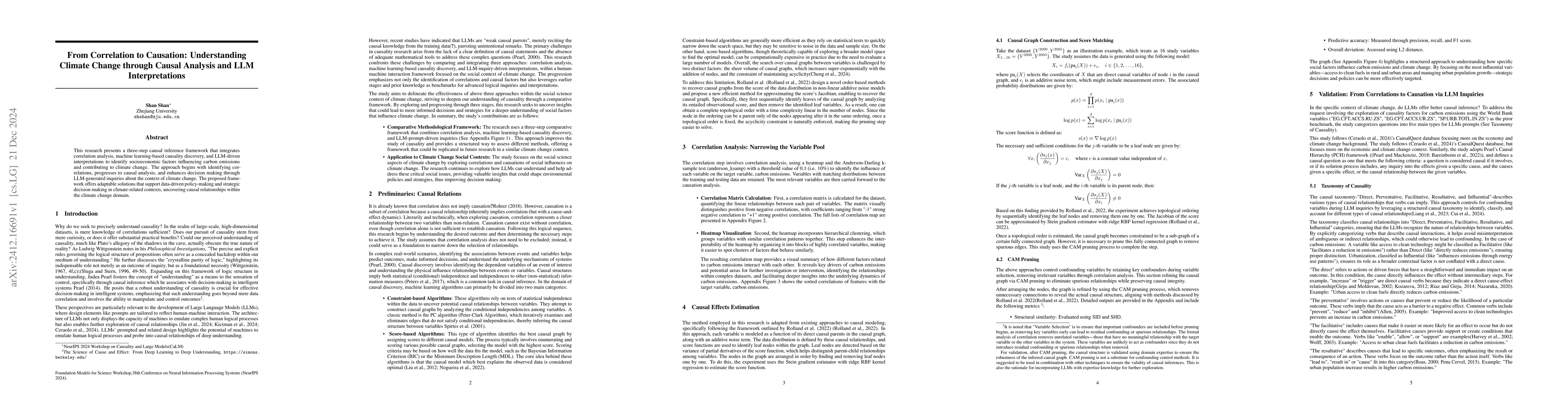 Thumbnail for From Correlation to Causation: Understanding Climate Change through
  Causal Analysis and LLM Interpretations