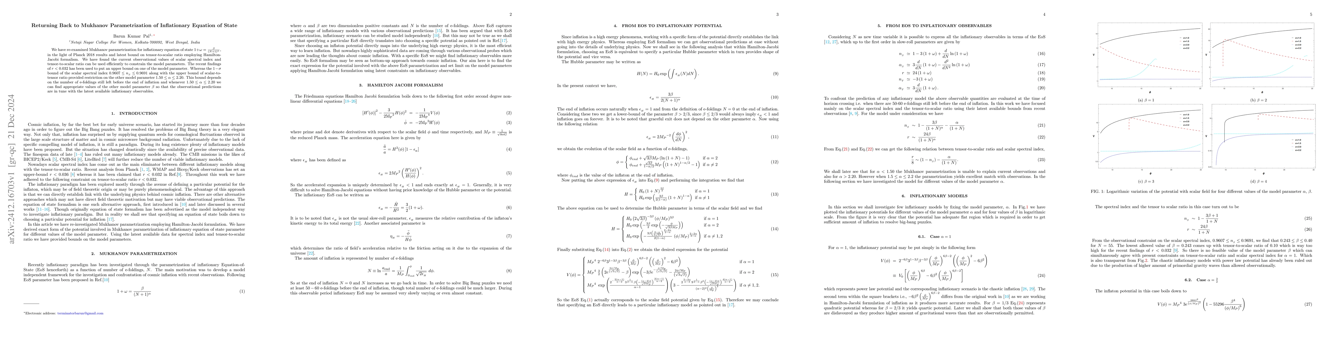 Thumbnail for Returning Back to Mukhanov Parametrization of Inflationary Equation of
  State