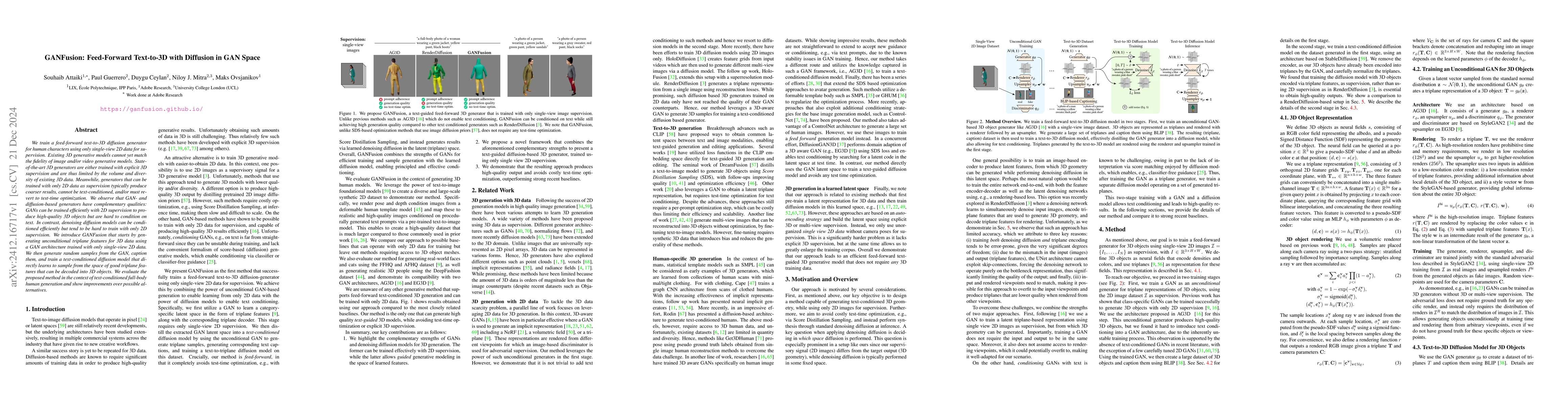 Thumbnail for GANFusion: Feed-Forward Text-to-3D with Diffusion in GAN Space