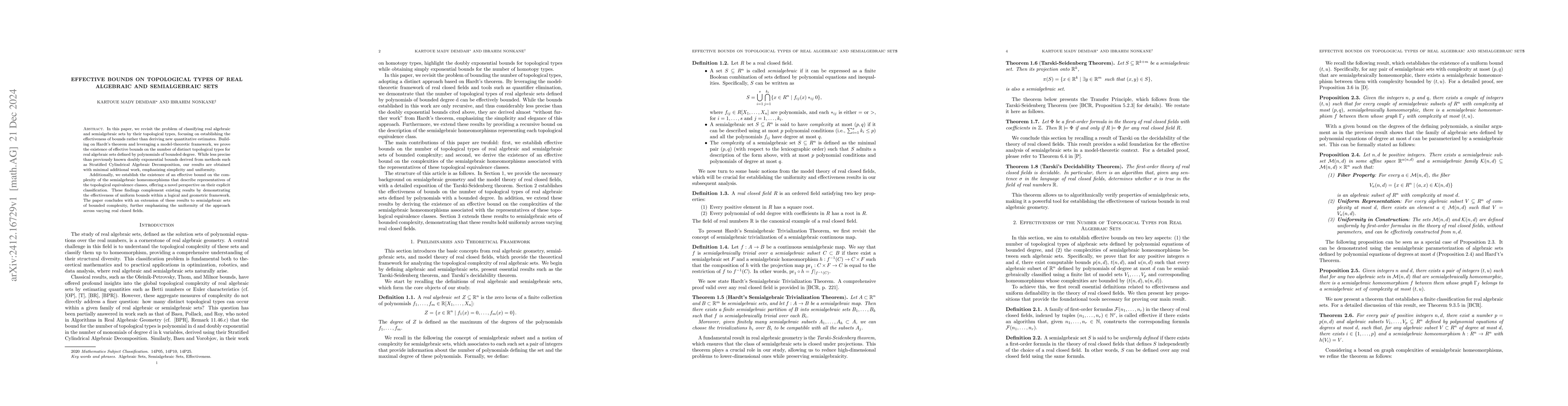 Thumbnail for Effective Bounds on Topological Types of Real Algebraic and
  Semialgebraic Sets