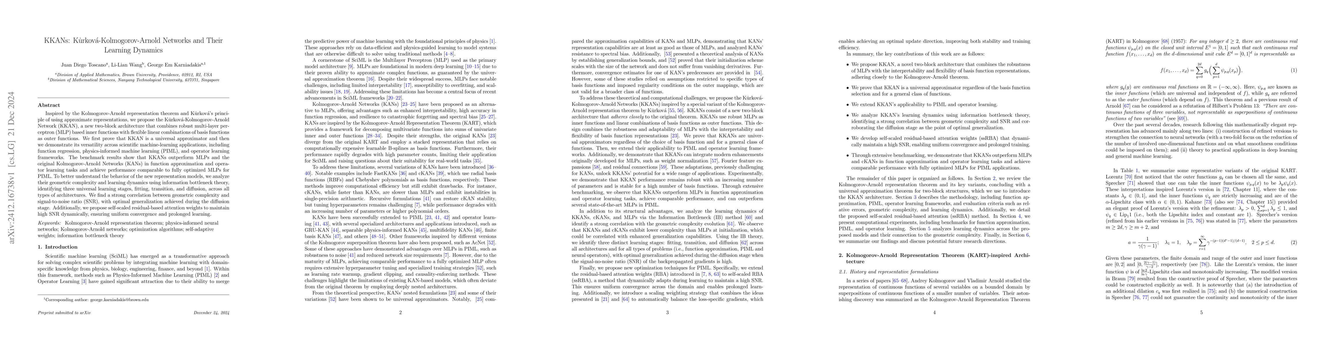 Thumbnail for KKANs: Kurkova-Kolmogorov-Arnold Networks and Their Learning Dynamics
